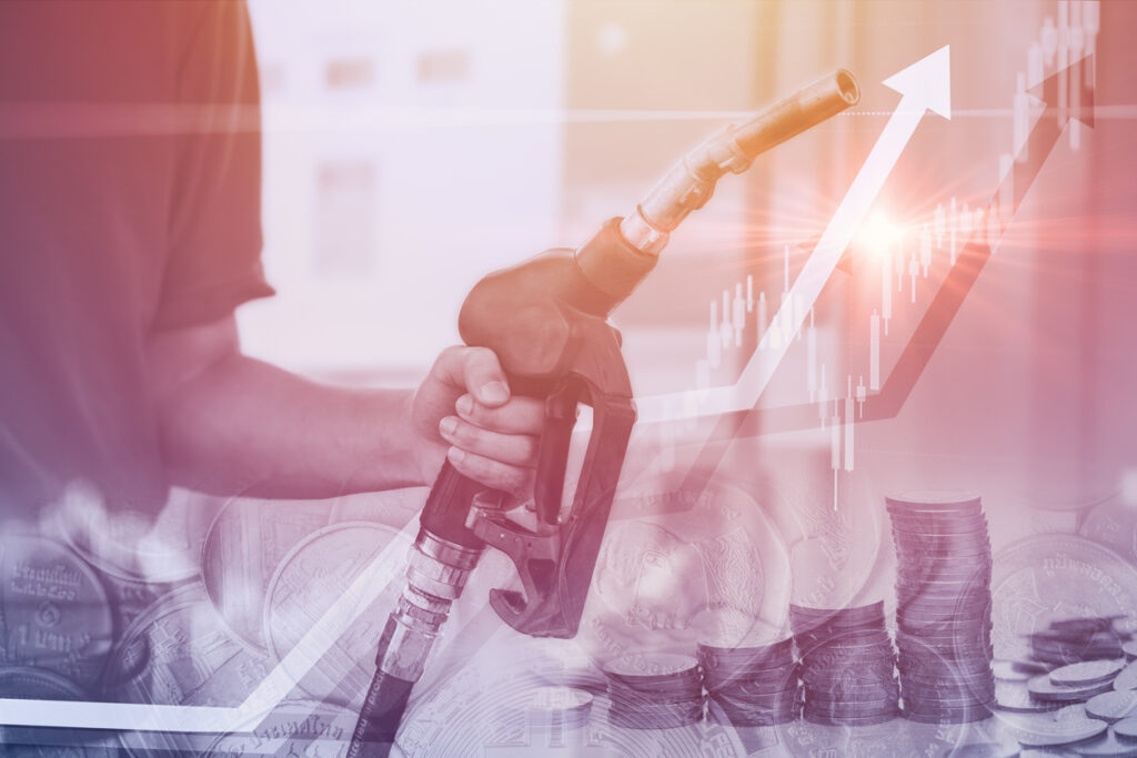Fuel price high Gas or Gasoline increased or rising cost concept - em360
